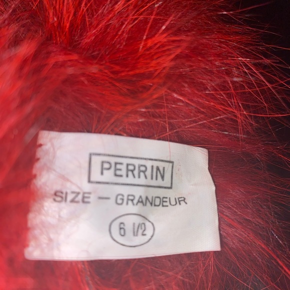 Perrin Collection Women’s red leather fur Gloves Size 6.5 (new with tag) - Picture 7 of 7